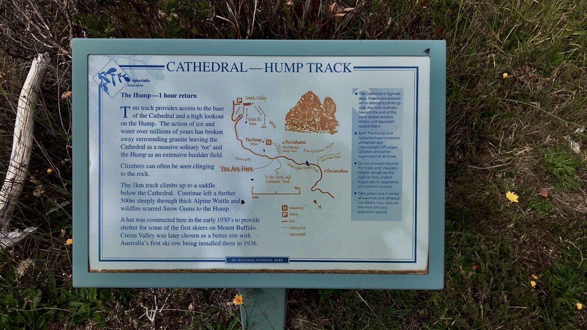 Cathedral and Hump Hiking Track Sign